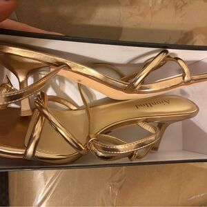 Gold Strappy Women's Heels